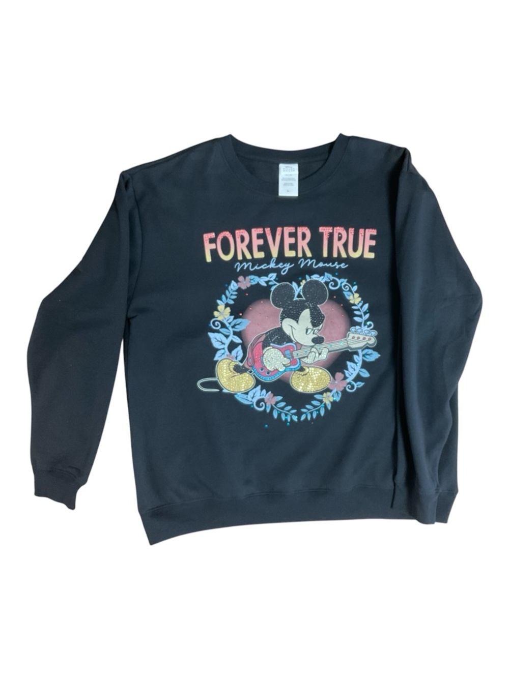 Disney Mickey Mouse "Forever True" Graphic Sweatshirt - Black - Size XL